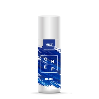 VELVET SPRAY BLUE 250 ml - Chef ingredients. Zamsz w sprayu cukierniczy, niebieski barwnik do dekoracji pralin itp